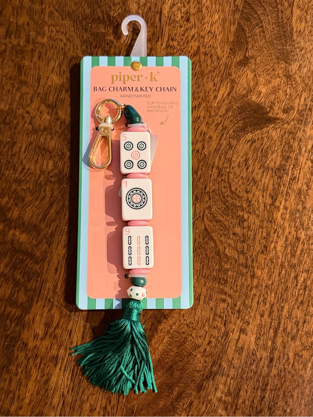 NWT piper•k Mahjong Tile Bag Charm & Key Chain